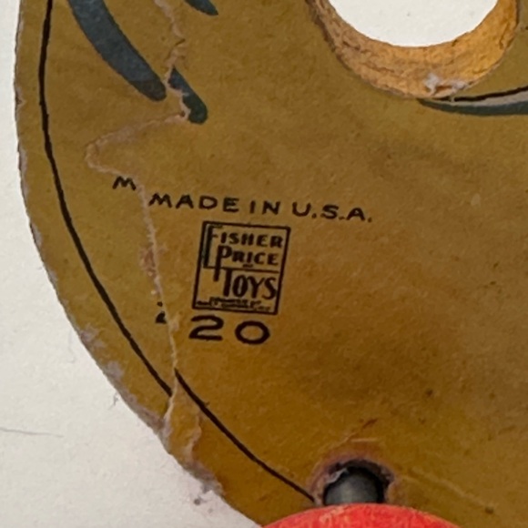 1940’s Fisher Price wood cut out duck #20 antique rare wheeled toy collectible - Picture 7 of 7